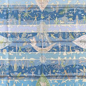Hermes Blue 'Rives Fertiles' Silk Scarf 5