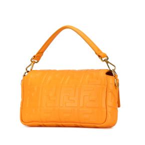Fendi Orange Zucca Embossed Leather Baguette Bag 2
