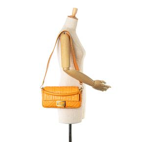 Fendi Orange Zucca Embossed Leather Baguette Bag 7