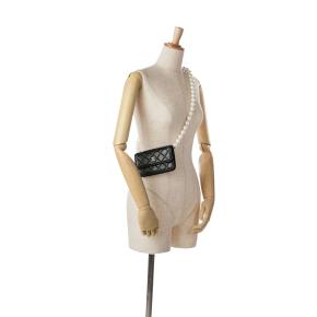 Chanel Black CC Lambskin About Pearls Card Holder On Chain 8