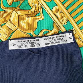 Hermes Black and Green 'Les Cavaliers D'or Rybal' Silk Scarf 2