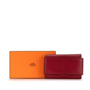 Hermes Rouge Grenat Evercolor Passant Short Wallet 9