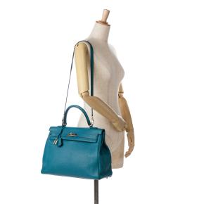 Hermes  Kelly II 35 Retourne in Bleu Izmir Togo Leather with Palladium Hardware 8
