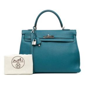 Hermes  Kelly II 35 Retourne in Bleu Izmir Togo Leather with Palladium Hardware 9