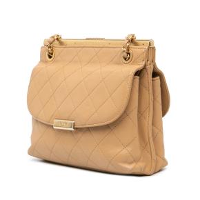 Chanel Beige Quilted Lambskin CC Logo Bar Shoulder Bag 2