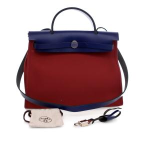 Hermes Burgundy Toile Herbag Zip 31 10