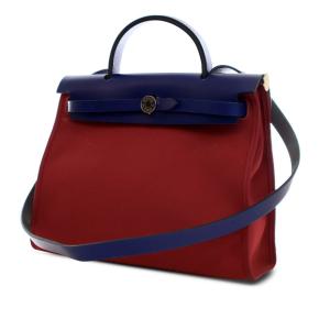 Hermes Burgundy Toile Herbag Zip 31 2