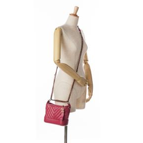 Chanel Raspberry Small Chevron Aged Calfskin Gabrielle Crossbody 10