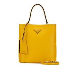 Prada Yellow Medium Saffiano Cuir Panier Tote Bag 10