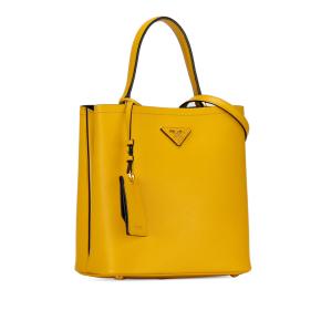 Prada Yellow Medium Saffiano Cuir Panier Tote Bag 2
