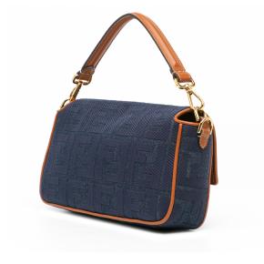 Fendi Zucca Embroidered Denim Baguette Bag 2