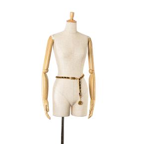 Chanel Vintage Gold Plated Medallion Leather Woven Chain Belt 5