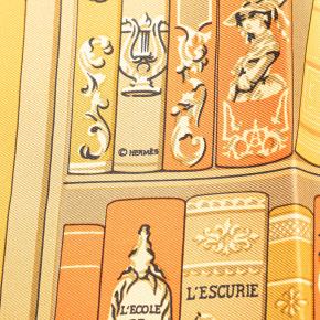 Hermes Orange Bibliotheque Silk Scarf 4