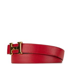 Hermes Red Leather Constance H Reversible Belt Size 85 2