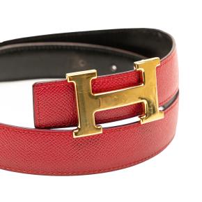 Hermes Red Leather Constance H Reversible Belt Size 85 5