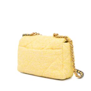 Chanel Yellow Tweed Medium 19 Flap Bag 2