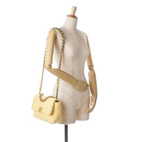 Chanel Yellow Tweed Medium 19 Flap Bag 7