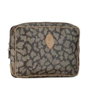 Saint Laurent Brown Coated Canvas Pouch 2