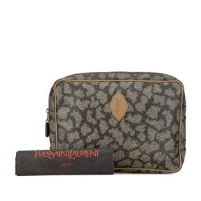 Saint Laurent Brown Coated Canvas Pouch 9