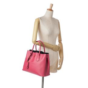 Prada Pink Medium Saffiano Cuir Double Tote Bag 15