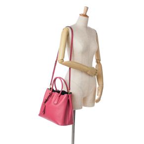 Prada Pink Medium Saffiano Cuir Double Tote Bag 16