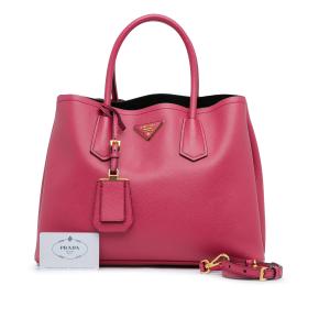 Prada Pink Medium Saffiano Cuir Double Tote Bag 17