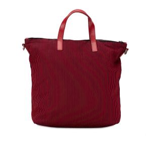 Prada Red Striped Tessuto Stampato Tote Bag 3