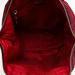 Prada Red Striped Tessuto Stampato Tote Bag 5