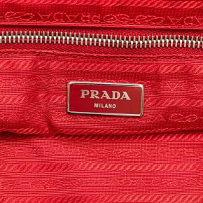Prada Red Striped Tessuto Stampato Tote Bag 6
