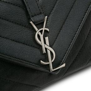 Saint Laurent Black Sheepskin Matelasse Chevron Monogram College Crossbody Bag 11