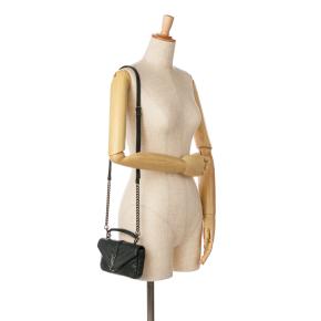 Saint Laurent Black Sheepskin Matelasse Chevron Monogram College Crossbody Bag 12