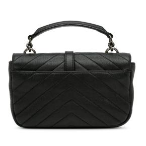 Saint Laurent Black Sheepskin Matelasse Chevron Monogram College Crossbody Bag 3