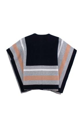 Chloe Navy/Grey Logo-Intarsia Knit Cape 2