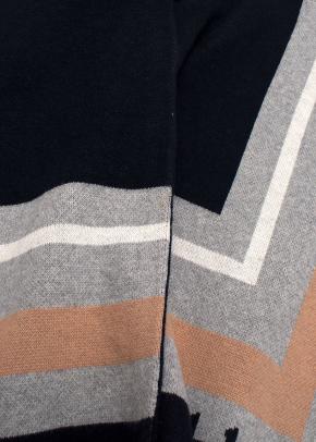 Chloe Navy/Grey Logo-Intarsia Knit Cape 4