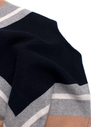 Chloe Navy/Grey Logo-Intarsia Knit Cape 6