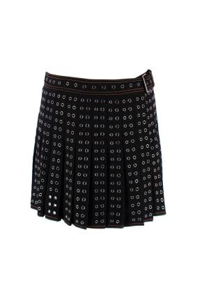 Dior Black Pleated Eyelet Mini Skirt 2