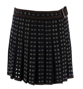 Dior Black Pleated Eyelet Mini Skirt 9