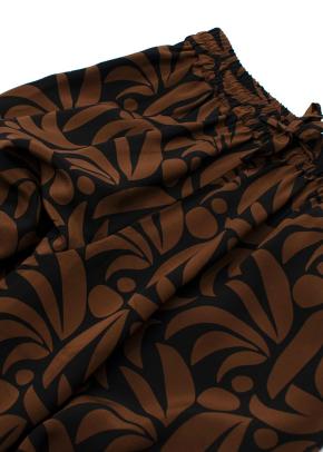 Matteau Brown Palm Printed Silk Trousers 4