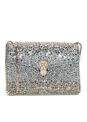 Bvlgari Silver Crystal Embellished Serpenti Forever Crossbody Bag 2