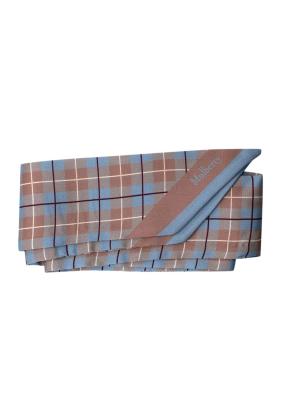 Mulberry Brown and Blue Check Printed Slim Twilly 2