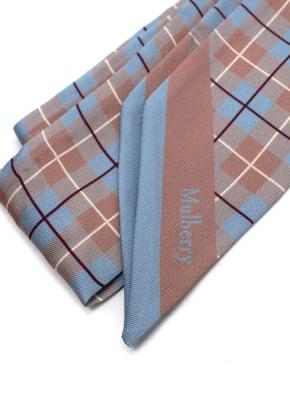 Mulberry Brown and Blue Check Printed Slim Twilly 5