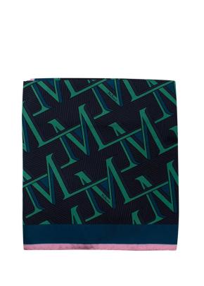 Mulberry Blue Logo Printed Silk Twilly 2