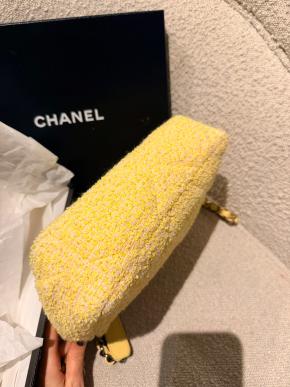 Chanel Yellow Tweed Medium 19 Flap Bag 6