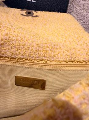 Chanel Yellow Tweed Medium 19 Flap Bag 10