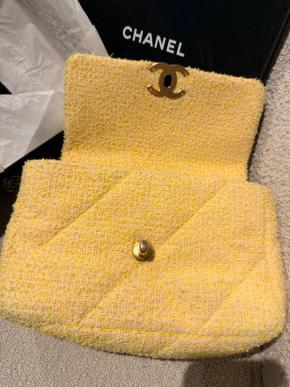 Chanel Yellow Tweed Medium 19 Flap Bag 3