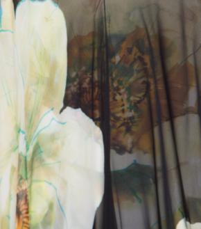 Lanvin Black Silk Printed Cold Shoulder Kaftan Gown 5