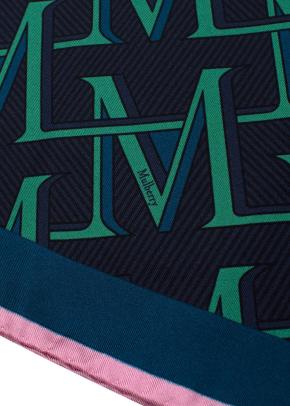 Mulberry Blue Logo Printed Silk Twilly 10