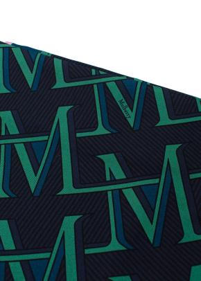 Mulberry Blue Logo Printed Silk Twilly 3