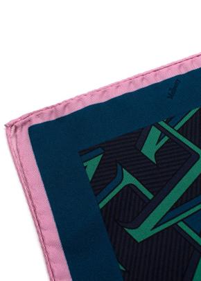 Mulberry Blue Logo Printed Silk Twilly 8