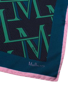 Mulberry Blue Logo Printed Silk Twilly 5